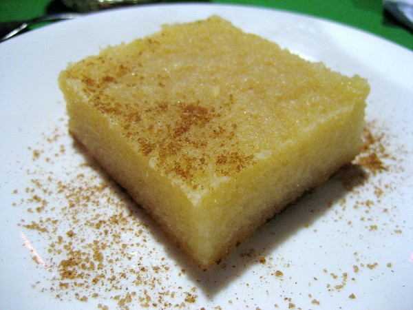 Cassava pudding, may contain fruit