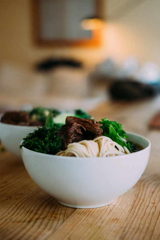 Mongolian beef and noodles