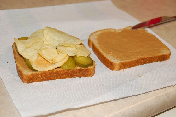 Peanut butter and pickle sandwich