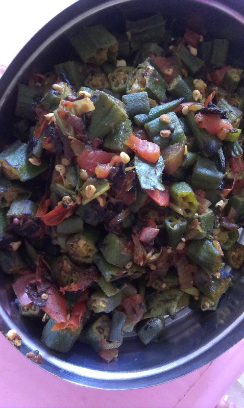 Okra and tomatoes