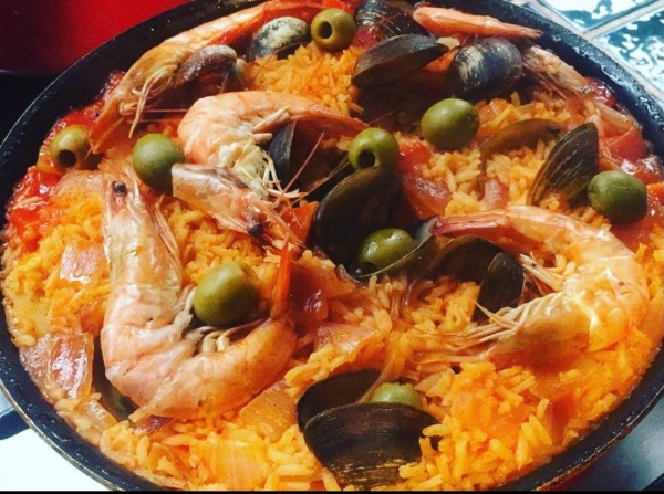 Arroz con camarones y coco