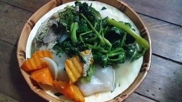 Boiled green vegetables